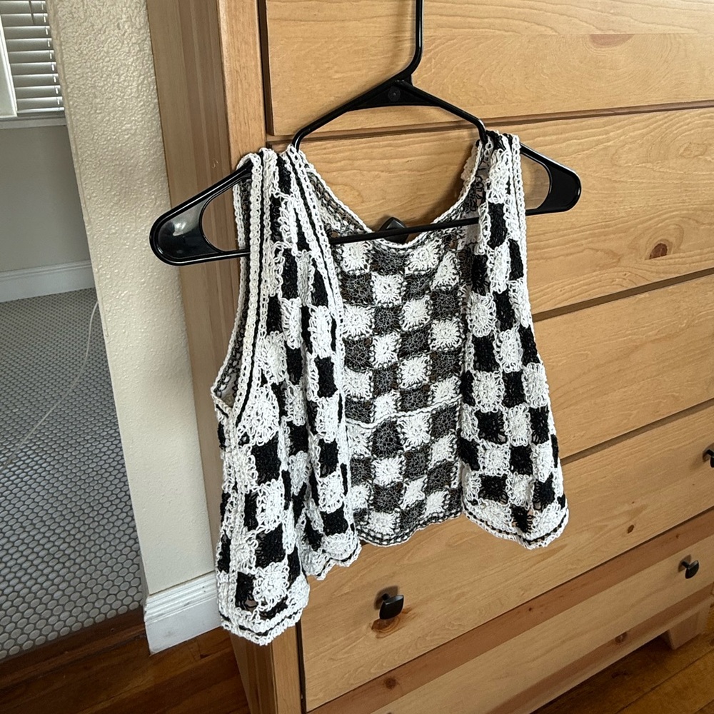 Amazon Black and White Crochet Tank Top